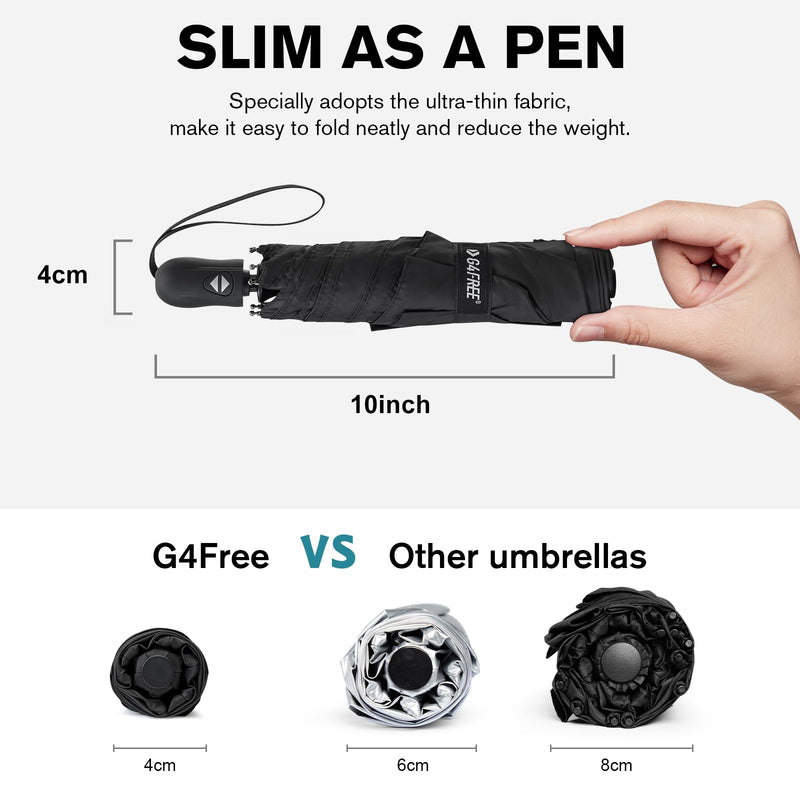 G4Free Mini Ultralight UPF 50+ UV Protection Compact Lightweight Travel Umbrella Travel Umbrella with Ring Carabiner Handle, Automatic Open UV Protection