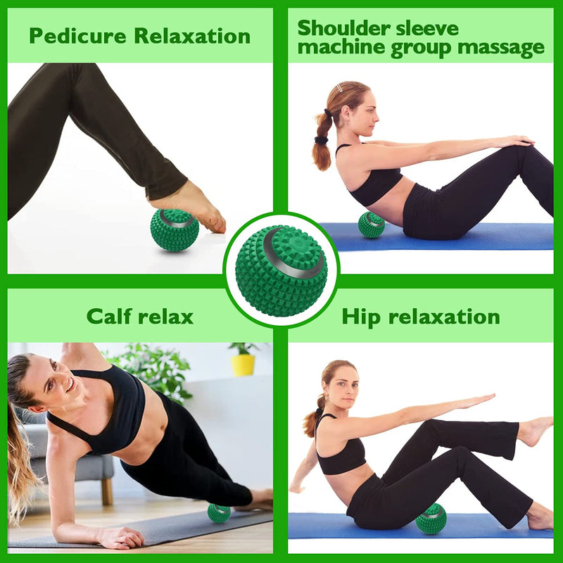 Vibrating Massage Ball 4-Speed High-Intensity Fitness Yoga Massage Roller, Relieving Muscle Tension Pain & Pressure Massaging Balls (Green) Green