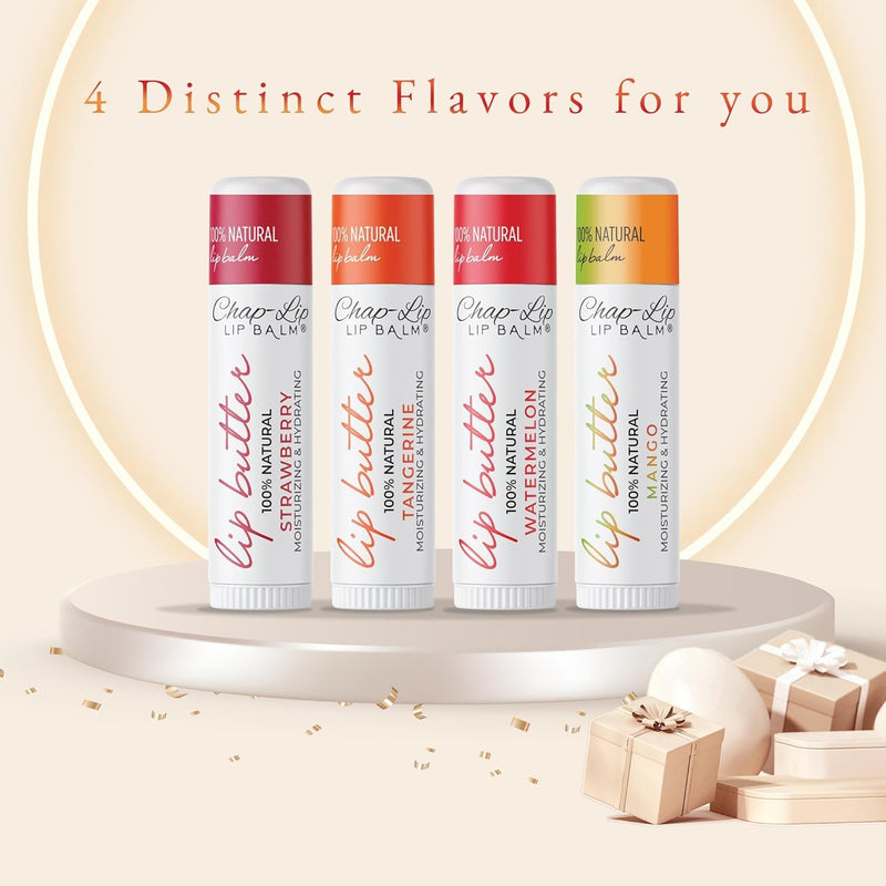 CHAP-LIP Lip Balm 48 Ct. with Fruit Flavors, Cocoa Butter, Coconut Oil Dermatologist Tested Moisturizing Vitamin E & Total Hydration Treatment & Soothing Lip Therapy 100% natural Made In USA 48 Count (Pack of 1)