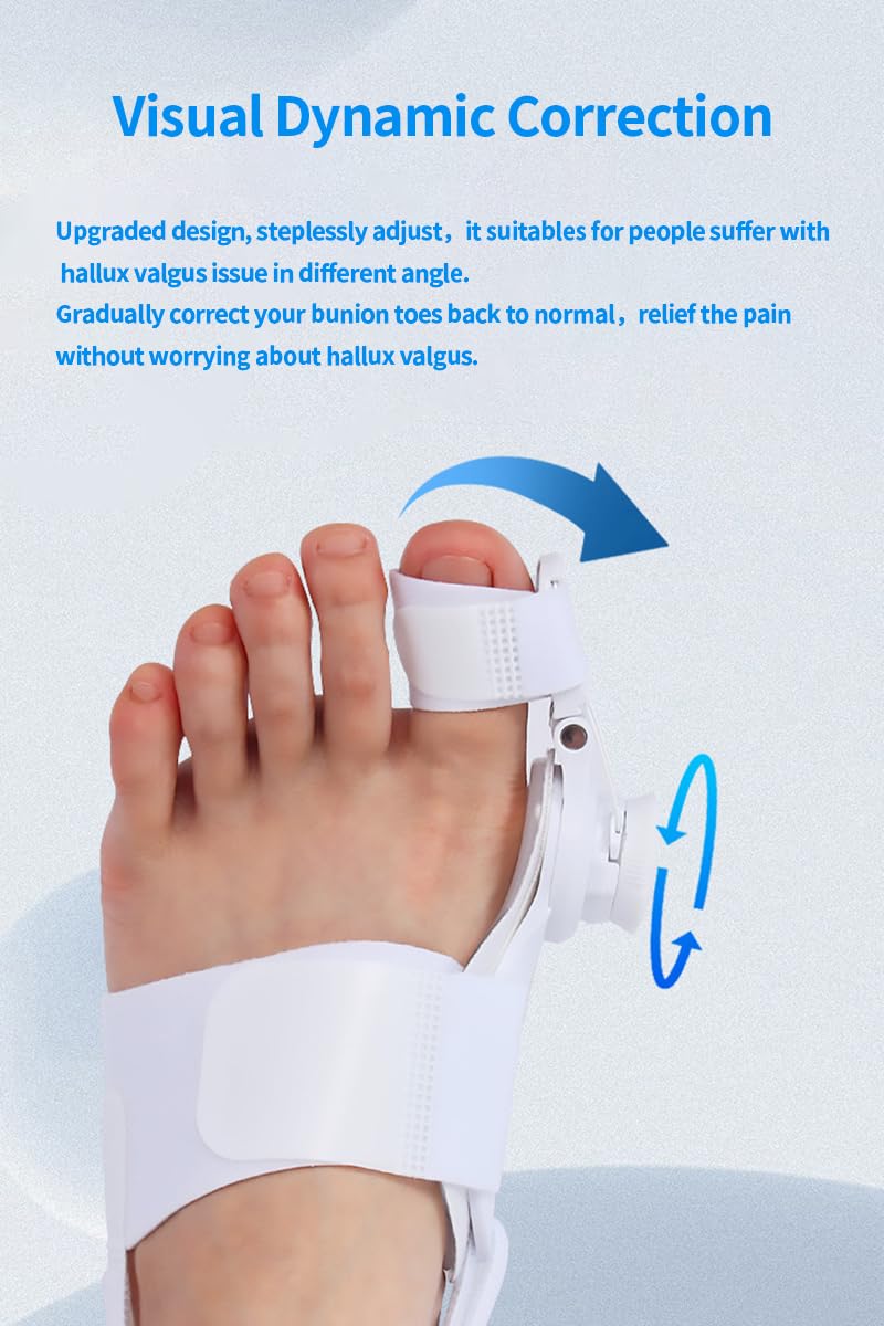 [Australia] - Generic Bunion Corrector for Hallux Valgus, Adjustable Knob Bunion Splint, Toe Straightener with Non-Slip Heel Strap, Toe Separator, Day and Night Support., White 