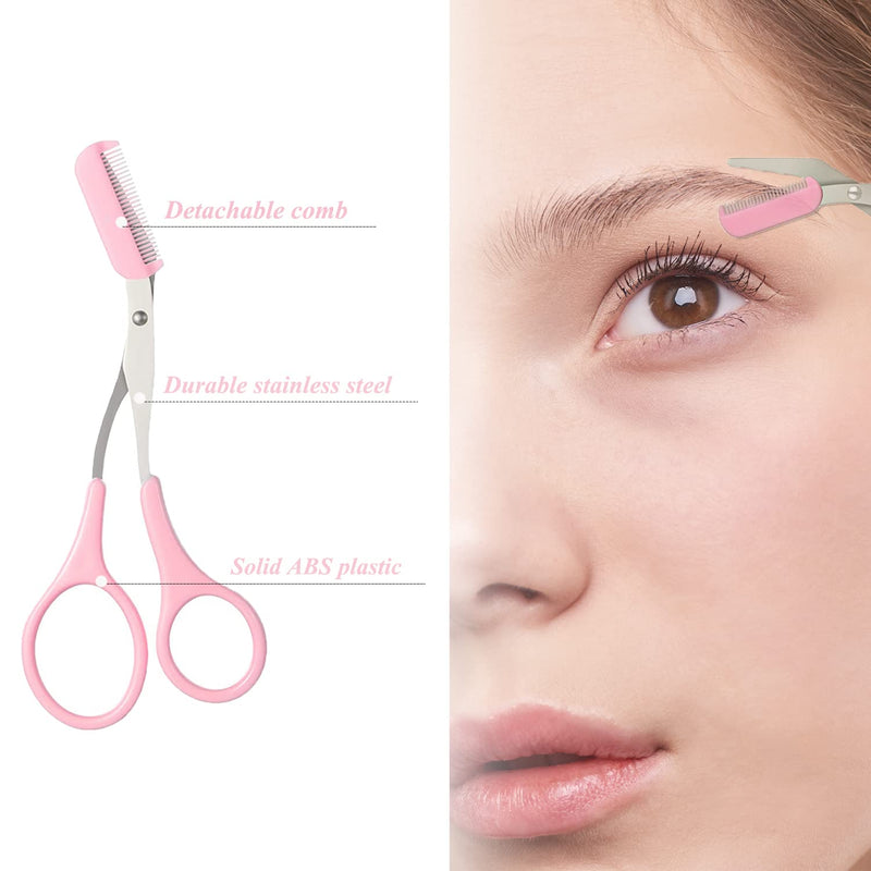[Australia] - ONEUPIN 7-Piece Professional Eyebrow Grooming Kit with Razor, Tweezer, Eyelash Curler, False Eyelash Tool, Scissors, Comb - Women's Kit (Pink) Trimmer Sets-1 