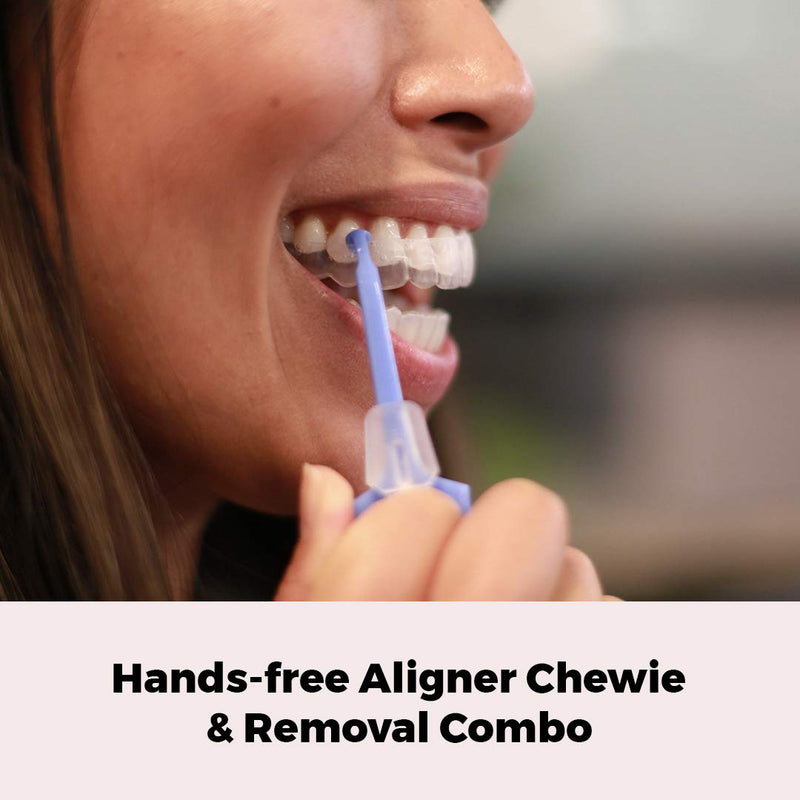 [Australia] - PUL Chewies & Clear Aligner Removal 2 in 1 Combo Tool - Compatible With Invisalign Removable Braces & Trays, Aligners, Retainers, Dentures - Hygienic Oral Care - Compact & Durable - 1 Pack, Pink 