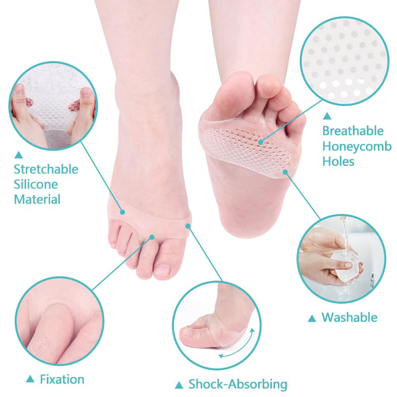 [Australia] - Hilph Silicone Bunion Pads Forefoot Pads Metatarsal Pads, Breathable Foot Pads, Gel Forefoot for Metatarsalgia, Bladder Relief, Atrophy Pain, Pack of 6 