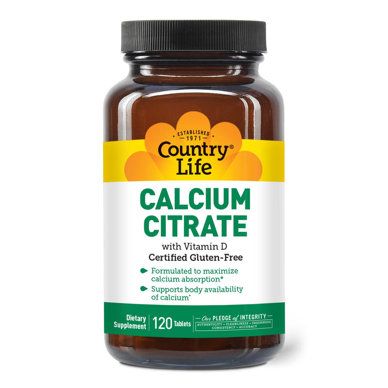 Country Life Calcium Citrate with Vitamin D – 500mg – Highly Absorbable Calcium Supplement – Certified Gluten Free, Vegan, Halal, Non-GMO – 120 Tablets (Pack of 2) 120 Count (Pack of 2)