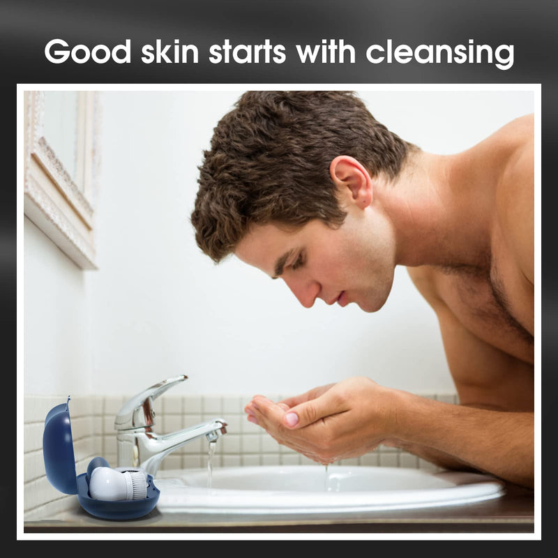 [Australia] - Facial Cleansing Brush: Face Scrubber for Men and Women - Face Brushes for Deep Cleansing and Exfoliating Navy Blue 