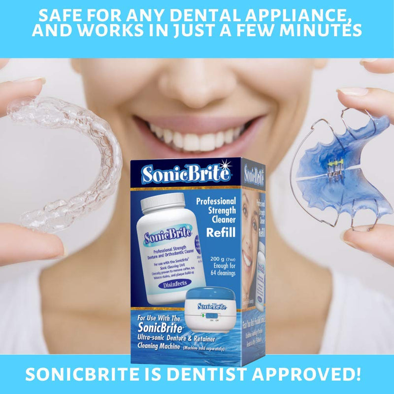[Australia] - Professional Strength Dental Appliance Cleaning Powder 7 oz | Retainer, Aligner, Mouth Guard & Denture Cleaner eliminates Stains, Odor Causing Plaque and buildup (3 - Count) 