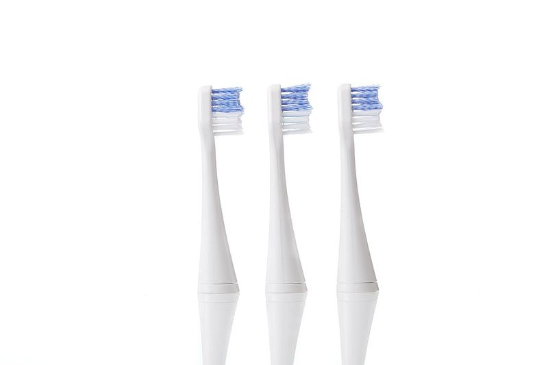 Smileactives Vibrite Sonic Electric Toothbrush Heads, 3 White/Blue Replacement Brush Heads with Firm Tip Bristles for Teeth Whitening and Cleaning, Helps Remove Plaque (Not Compatible w/Wave Version)