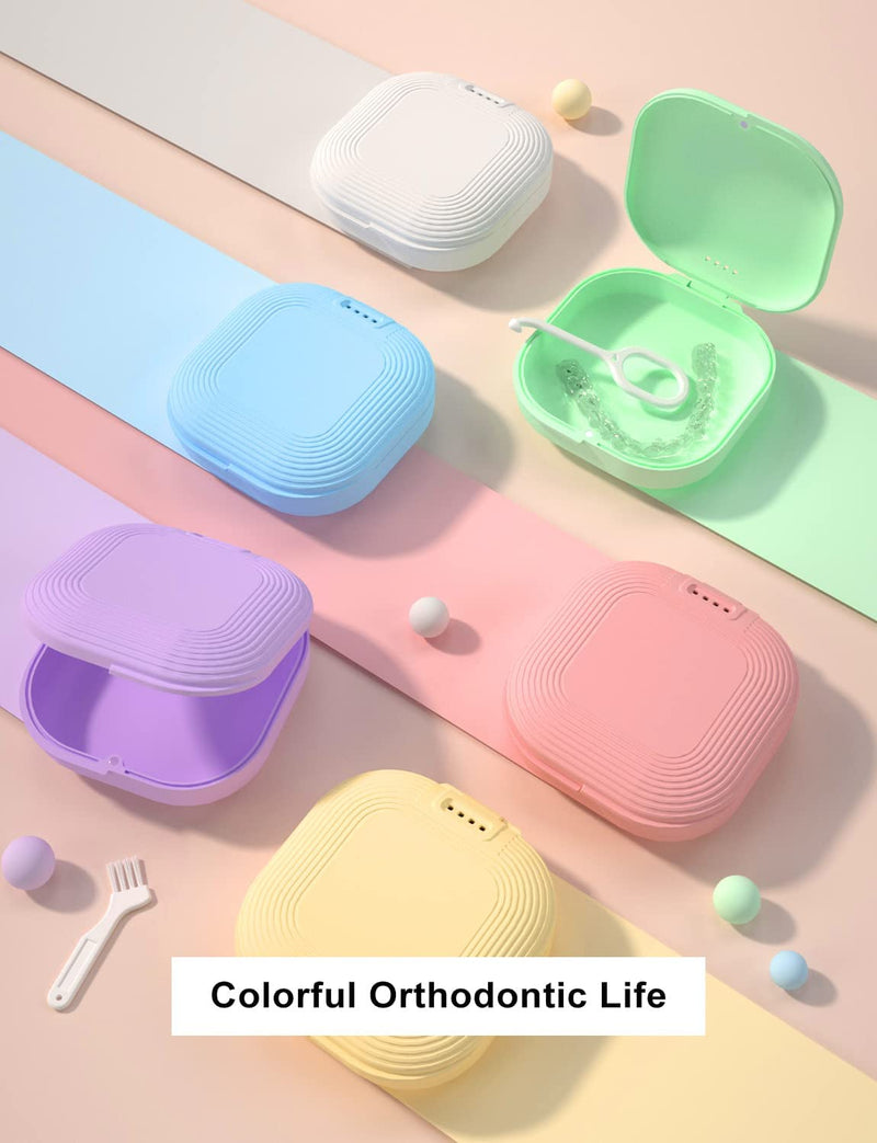 [Australia] - HEMILAB® Retainer Case, Slim Aligner Case with Vent Holes, Compatible with Invisalign, Mouth Guard Case, Cute Retainer Case with Retainer Removal Tool and Brush, Purple 
