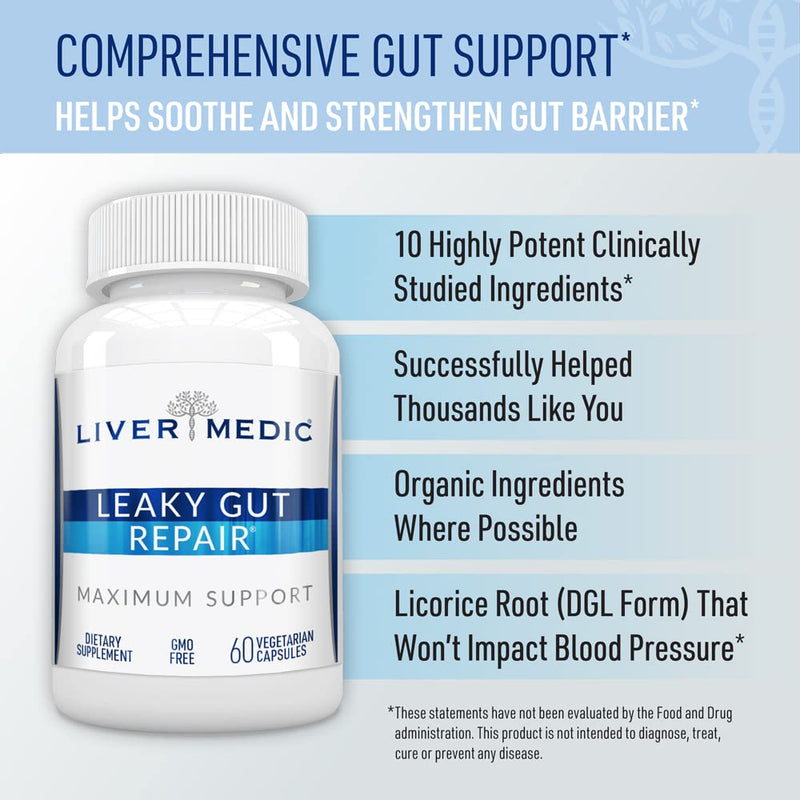 [Australia] - Leaky Gut Repair Maximum Support Gut Health L-Glutamine, Slippery Elm for IBS, Heartburn Relief, Non-GMO for Women & Men, 60 Caps Leaky Gut 60 Count (Pack of 1) 