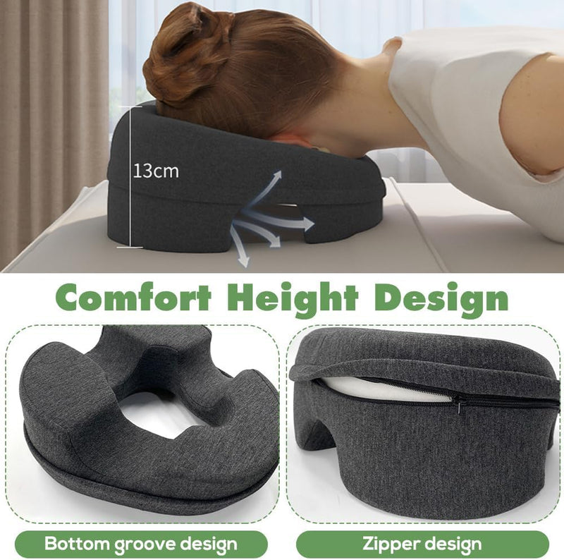 [Australia] - Face Down Pillows Massage Pillow for Bed Headrest Prone Down Sleeping Adjustable Memory Foam Stomach - Face Down Pillow After Eye Surgery (Dark Grey) Dark Grey 