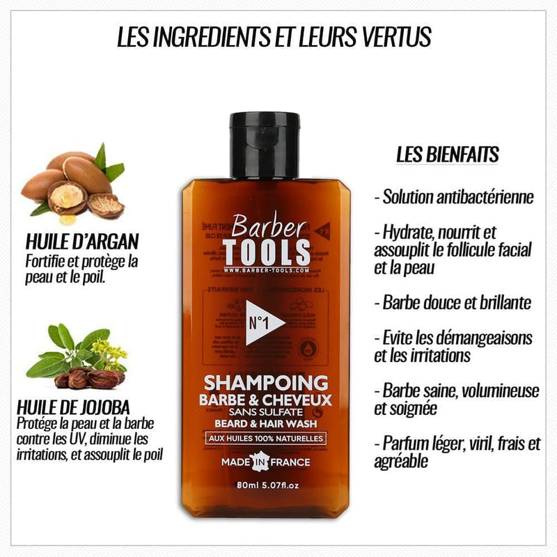 [Australia] - ✮ BARBER TOOLS ✮ Cosmetic beard set - 30ml beard oil + beard balm 30ml + beard shampoo 80ml | For grooming and beard care - MADE IN FRANCE 