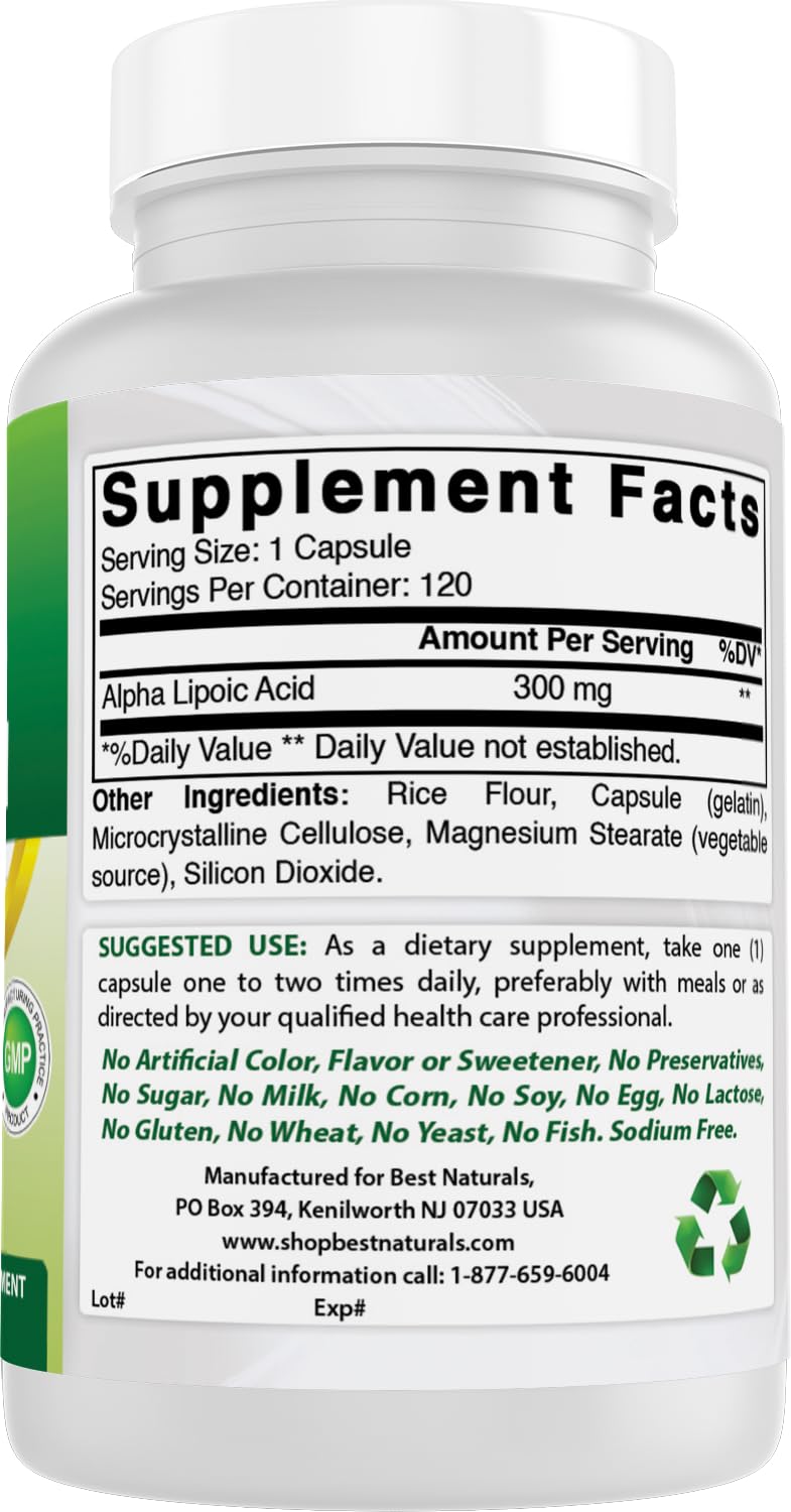 [Australia] - Best Naturals Alpha Lipoic Acid 300 mg 120 Capsules (120 Count (Pack of 2)) 