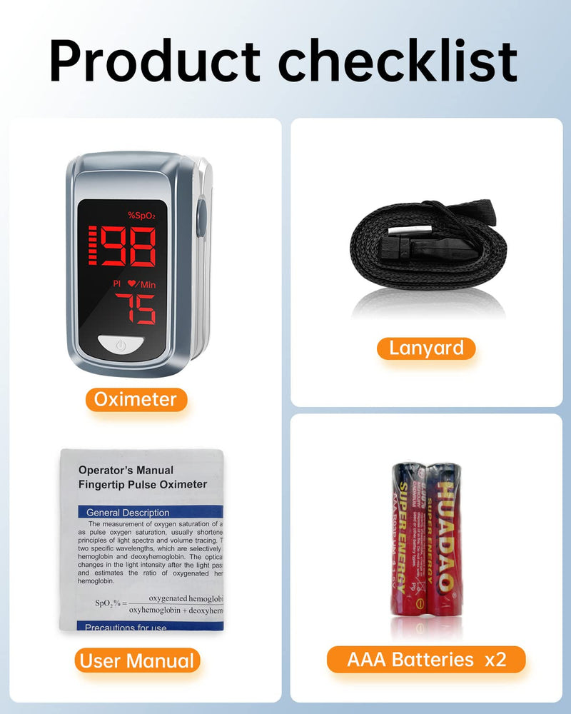 [Australia] - Fingertip Pulse Oximeter- HOLFENRY Mini Oximeter Oxygen Saturation Monitor for SpO2/Heart Rate/PI, Oxygen Monitor Fingertip 02 Pulse Oximeter Finger, Gray 