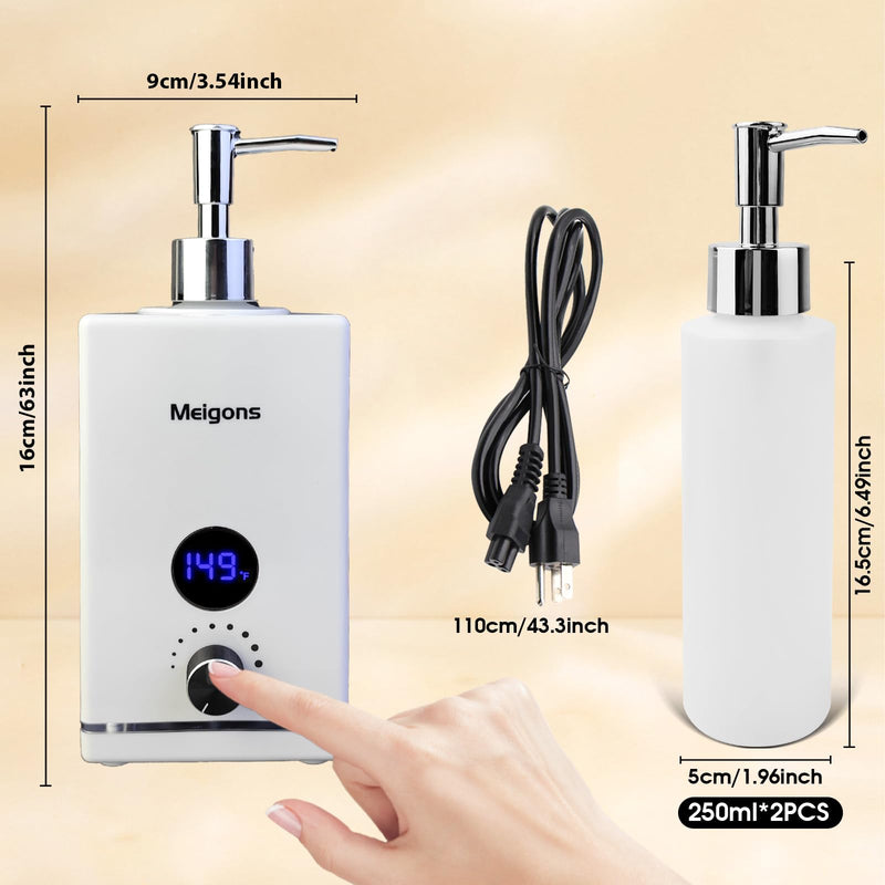 [Australia] - Oil Warmer for Massage, Massage Oil Warmer, Body Oils Heater for Spa, with Two Oil Bottle Dispenser, Adjustable Temperature (White) White 