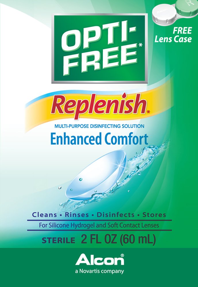 OPTI-FREE Replenish Multi-Purpose Disinfecting Contact Lens Solution, 2 oz (Pack of 6)