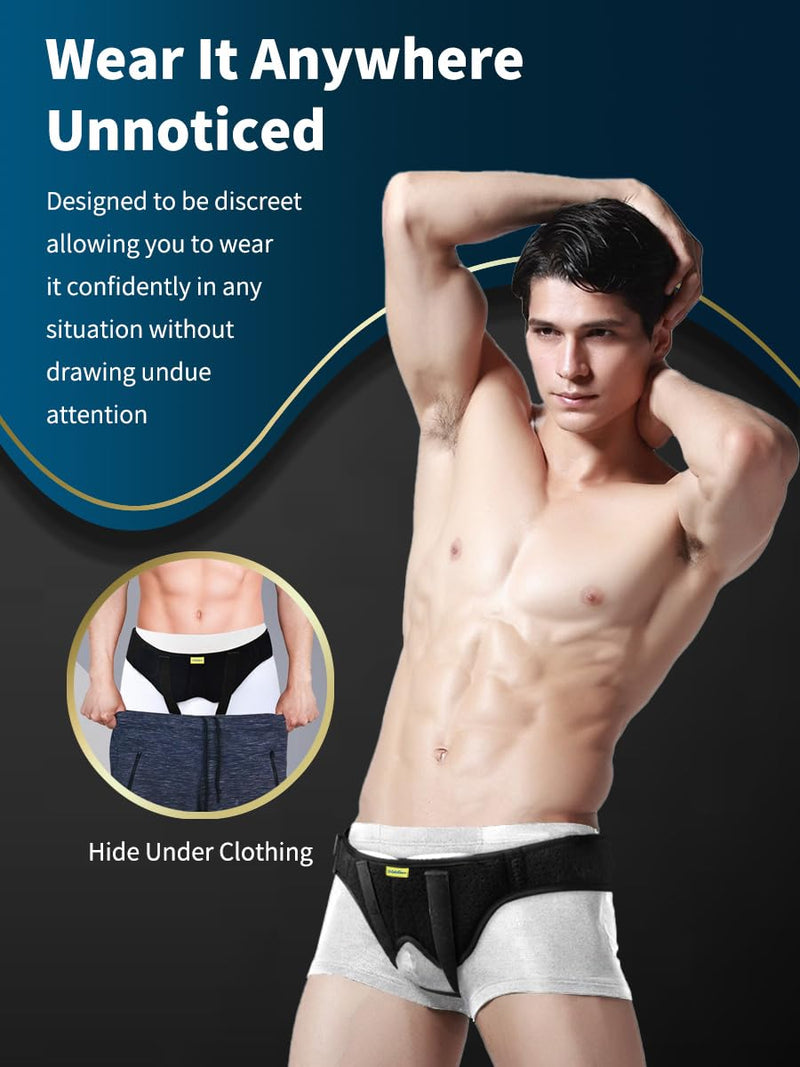 Hernia Support for Men, Hernia Belt for Men, Inguinal Hernia Support for Men, Truss for Hernia, Pain Relief Recovery Strap with 2 Removable Compression Pads Comfortable Material (XL) X-Large