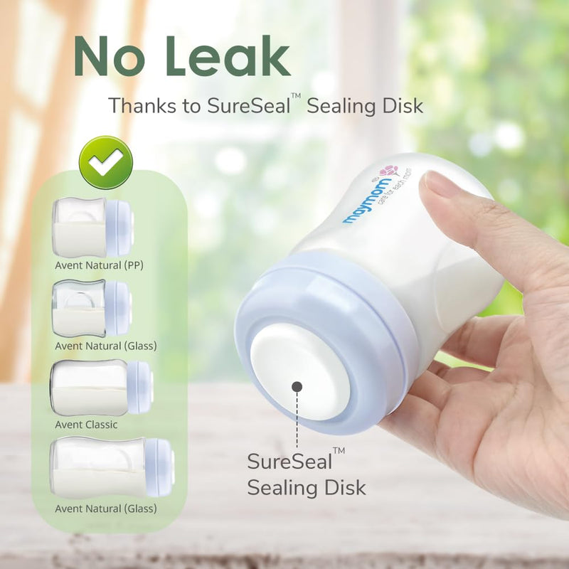 [Australia] - Maymom Wide-Mouth Milk Storage Collection Bottle with SureSeal Sealing Disk; Compatible with Spectra/Motif Luna/Ameda MYA/Bellababy Pumps. Can Replace Spectra S1 S2 Bottles, 6 pc (4.7Oz/140mL, 6pc) 6 Bottle 5oz Blue 