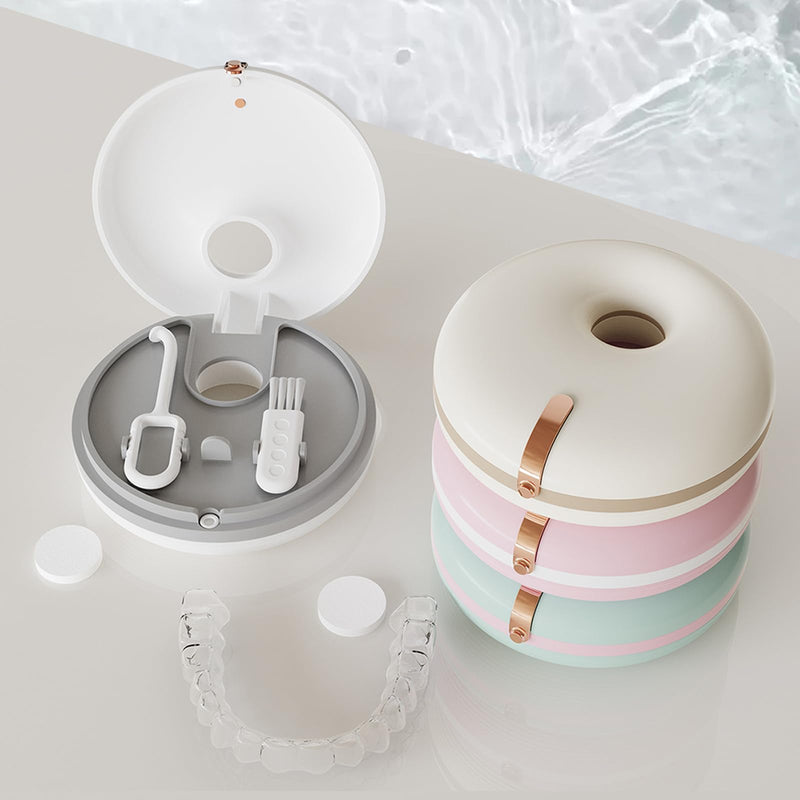 [Australia] - New Double-layer Retainer Storage Box with Removal Tool,Slim Aligner Box with Vent Holes,Compatible with Invisalign,Mouth Guard Boxes,Denture Cases(Pink) Pink 