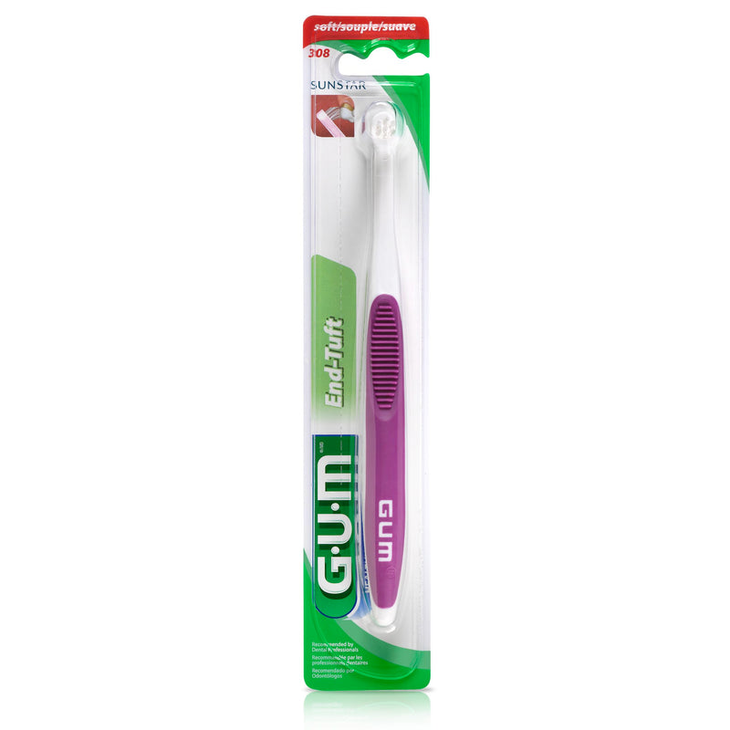 [Australia] - GUM End Tuft Toothbrush - Extra Small Head for Hard-to-Reach Areas - Implants, Back Teeth, and Wisdom Teeth - Soft Dental Brush for Adults (6pk) 