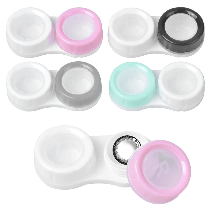 [Australia] - 20PCS contact lens container, lens container, contact lens container set, glasses case, portable, travel contact lens set, contact lens box with screw cap for home and travel, 5 colors 