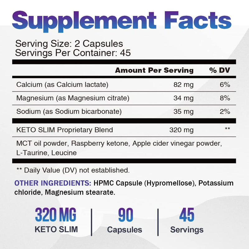 [Australia] - Keto Fast Diet Pills- Ketone Slim Pro 180 Capsules-Apple Cider Vinegar,Exogenous BHB Salt Supplement for Ketogenic Diet-Utilize Fat for Energy/Focus,Weight Management, Manage Cravings 