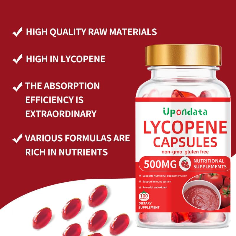 [Australia] - Lycopene Capsules - 500mg /100 Softgels Natural Tomato Extract Organic Complex Formula Supplement - Gluten-Free, Non-GMO (1 Pack) 1 