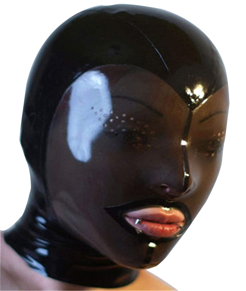 MFMYEE Bondage Latex mask,Latex Hood Handmade Rubber Mask for Catsuit Beautiful Girl Club Wear Costumes Ball Cosplay