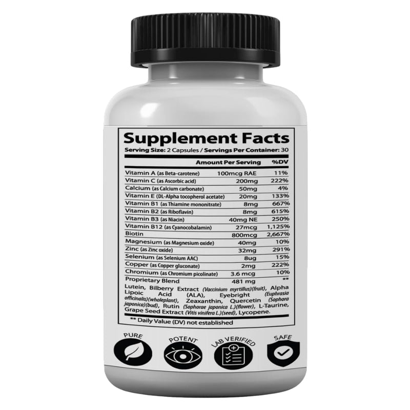 [Australia] - Research Labs Eye Vitamins Enhanced Absorption AREDS 2 Plus Formula 20mg Lutein, 10mg Zeaxanthin, Bilberry, Eyebright, Zinc, ALA, Quercetin & Other Proven Ingredients to Fight Eye Problems 