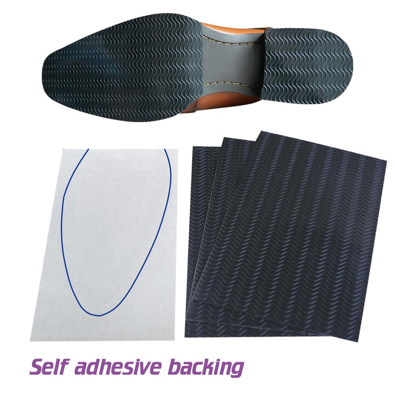 [Australia] - UNIKSTEP 4 pieces shoe sole protectors - wave design - shoe bottom and self-adhesive anti-slip pads on the heel (black) black 