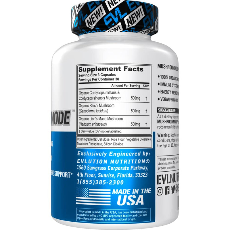 Evlution Men's Multivitamin and Mushroom Complex Supplements Nutrition Daily Multivitamin with Essential Minerals and Phytonutrient Complex Plus Nootropic Lions Mane Mushroom Supplement Capsules
