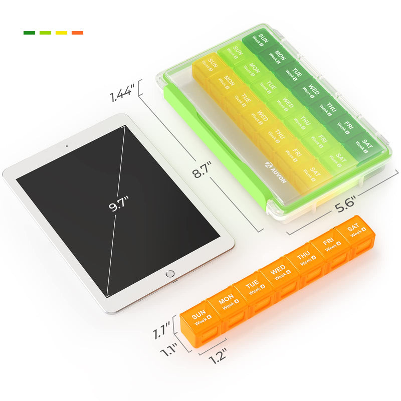 [Australia] - AUVON Monthly Pill Organizer Moistureproof, Large 28 Days Pill Case with Removable 4 Weeks Pill Box Rows, Travel-Friendly Pill Container for Fish Oils, Vitamins, Supplements and Medications A-clear 