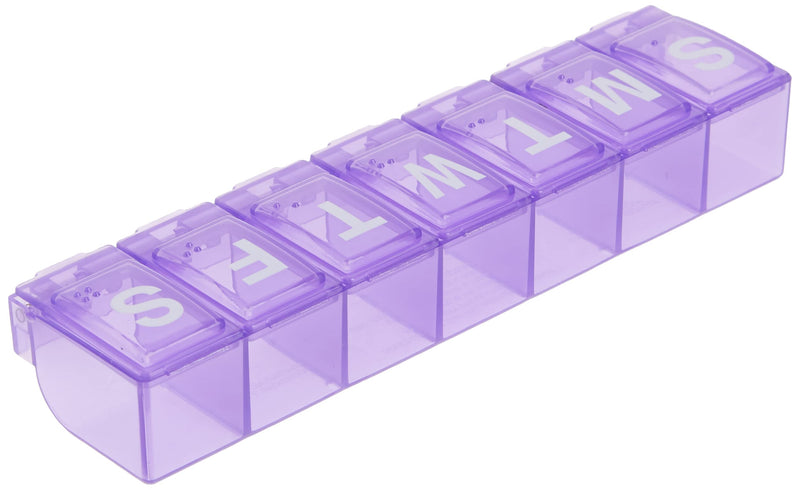 EZY DOSE Weekly (7-Day) Daily Pill Container, Medicine Planner, Vitamin Organizer, Large Locking Compartments Secure Prescription Medication and Prevent Accidental Spilling, Color May Vary, BPA Free Large 6" x 1.375" x 1"
