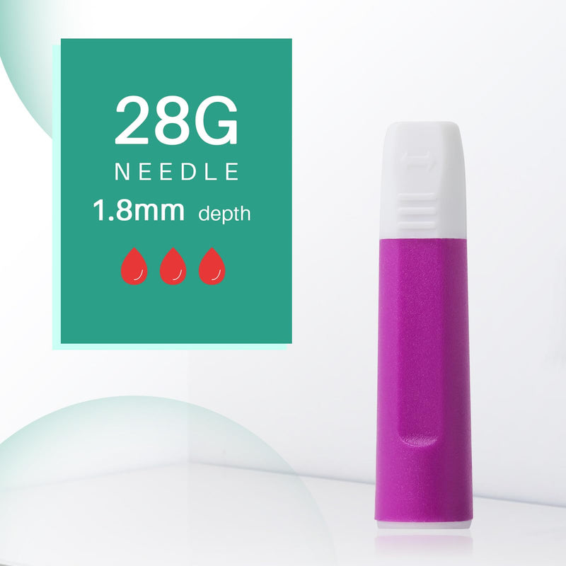 [Australia] - Safety Lancets, 100 Count Sterile, Pressure Activated Activation, 28 Gauge Needle, 1.8 mm,Single-Use, Gentle for Comfortable Testing 28 G 