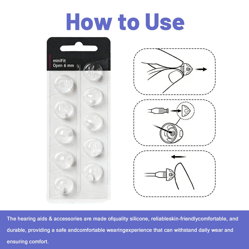 20pcs Hearing Aid Accessories, 6mm/0.23Inch Hearing Aid Domes, Dual Ventilation Soft Silicone Ear Tips, Hearing Aid Accessories for Minifit