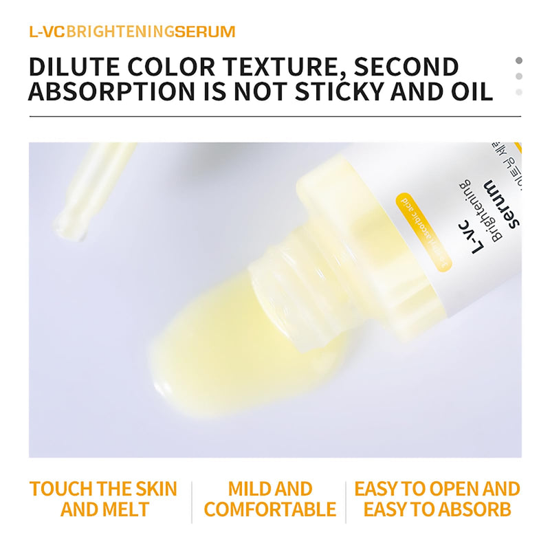 Korean Brand Vitamin C Brightening Face Serum 37ml / with 3-O-Ethyl Ascorbic Acid, Niacinamide and α-Arbutin, Reduce Dark Spots and Fine Lines, Enhance Elasticity, Hydrate, and Protect Skin