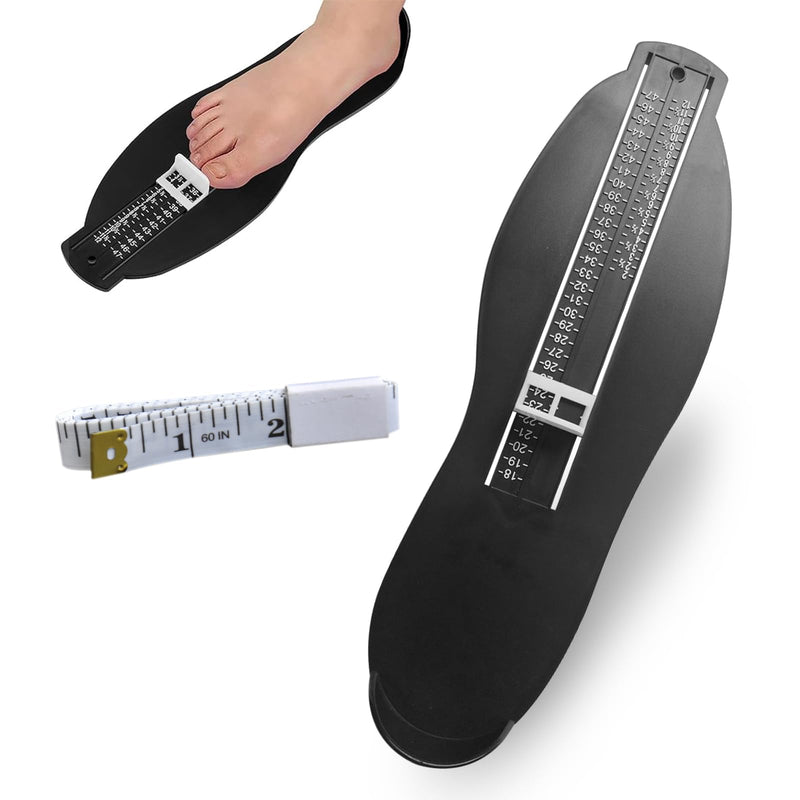 [Australia] - EEPLUYTY Foot Measurer, Black Foot Gauge, Kids Adults Foot Gauge-European and British, Suitable for Measuring Feet of Children and Adults, 18-47 (Comes with Tape Measure) 
