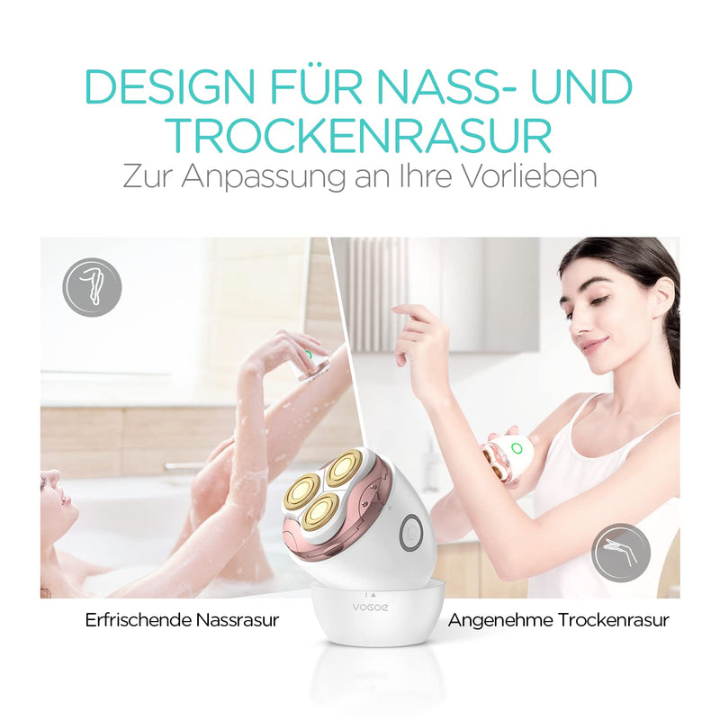 [Australia] - VOGOE Women's Electric Shaver Epilator for Women Face Legs Armpits Bikini Zone Wireless Wet and Dry Shaver Electric Shaver Waterproof ES300 