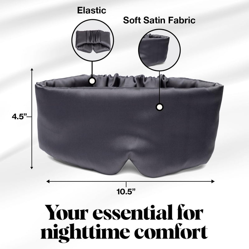 [Australia] - Kitsch Satin Sleep Mask - Eye Mask for Sleep, Softer Than Silk Satin Sleeping Mask Blindfold and Sleep Masks for Women and Men, Eye Care Travel Essentials - Charcoal Black 