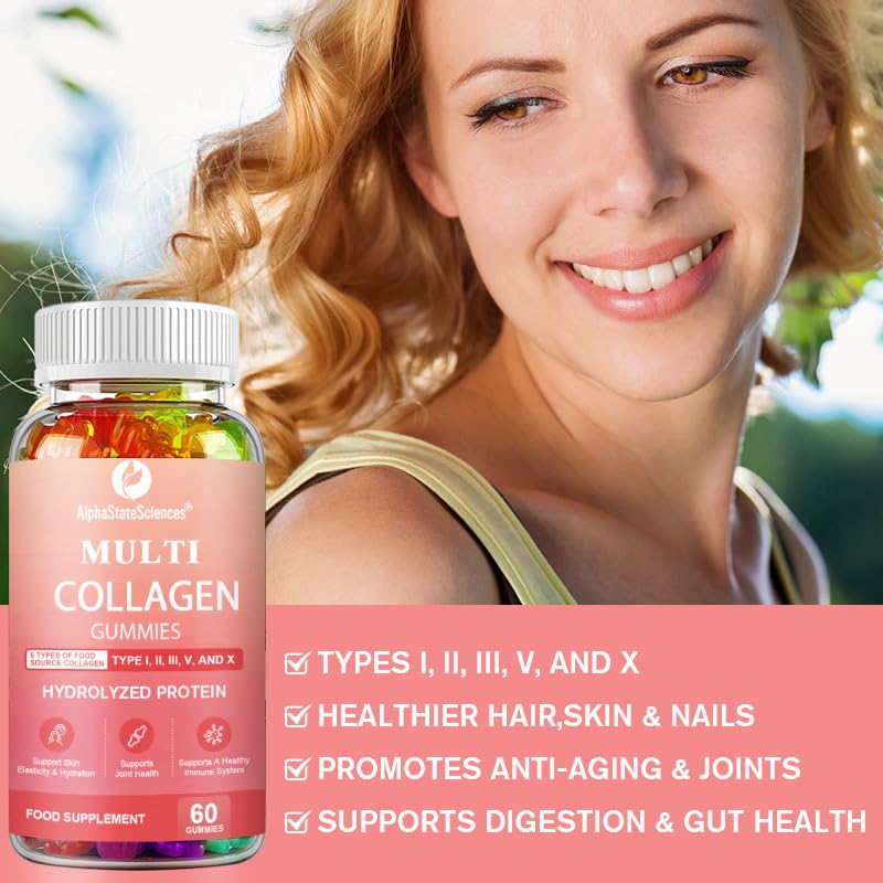 Multi Collagen Power Blend - 5 Types of Hydrolyzed Collagen with Vitamins C & E, Biotin, Zinc, and Selenium for Ultimate Skin, Hair, and Joint Support