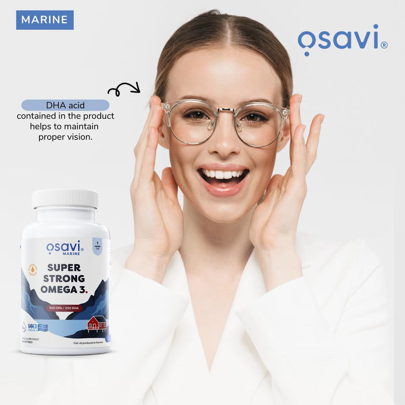 Osavi Super Strong Omega–3 500 EPA / 250 DHA – 90 Softgels | Concentrated Omega–3 from Pelagic Fish | Supports Heart Health, Brain Function, and Vision | Highly Purified with Molecular Distillation 90 count (Pack of 1)