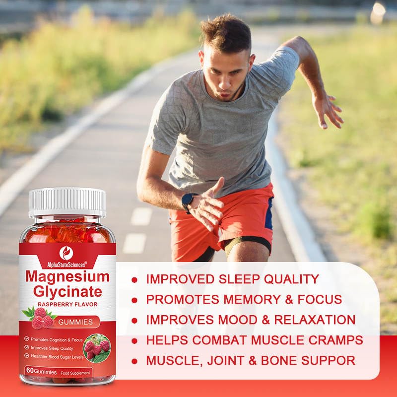 Magnesium Bliss: Raspberry Gummy Bears for Enhanced Focus, Restful Sleep, and Balanced Blood Sugar (500mg Magnesium Glycinate) - 60 Gummies