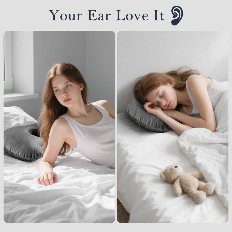 [Australia] - Ear Piercing Pillow for Side Sleepers, Larger Ear Hole Design for Comfortable Sleep, Adjustable Ear Pillows with Soft Washable Cover, Ideal for Ear Piercing Care and Support (Gray) Large 