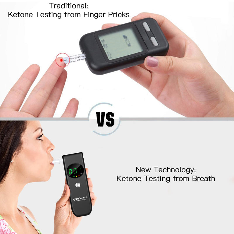 [Australia] - Ketone Breath Home Monitors Analyzer Professional Ketone Breath Testing & Monitoring - Portable Breath Ketosis Meter Digital Ketosis Breathalyzer for Testing ketosis with 10 Mouthpieces Black 