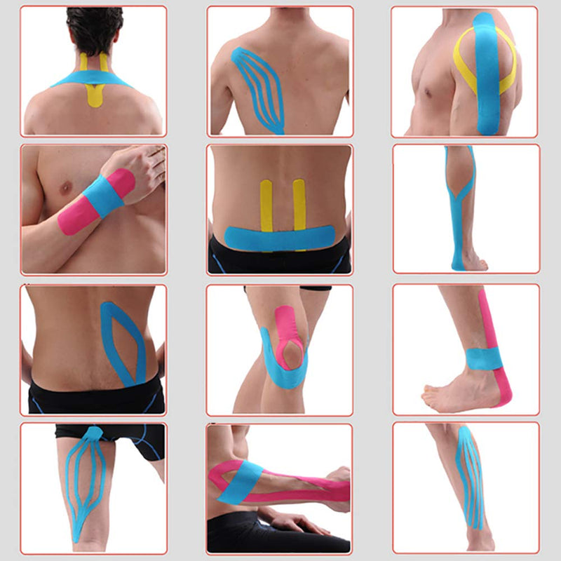 3 Pack Kinesiology Tape, Water Resistant Muscle Support Adhesive Sport Tape for Pain Relief, Latex Free Cotton Elastic Athletic Tape for Joints, Knee, Ankle, Shoulder, Wrist - Tan 3in 5.5yd