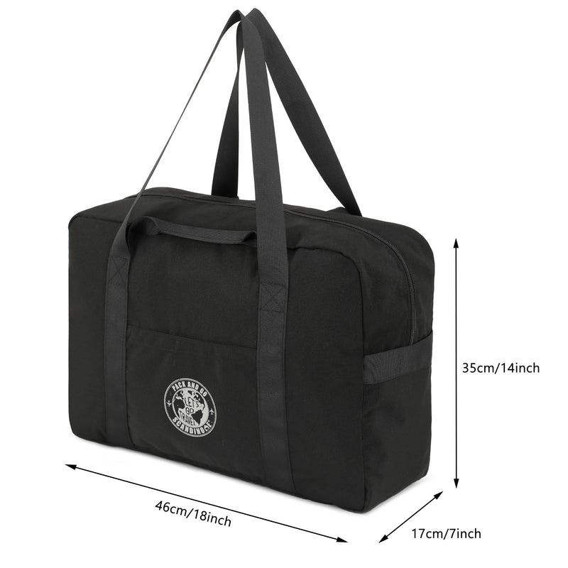 Travel Duffel Bag Weekender Overnight Bag, Sports Gym Bag Carry On Tote Bag for Men Women Scandihome Series Black