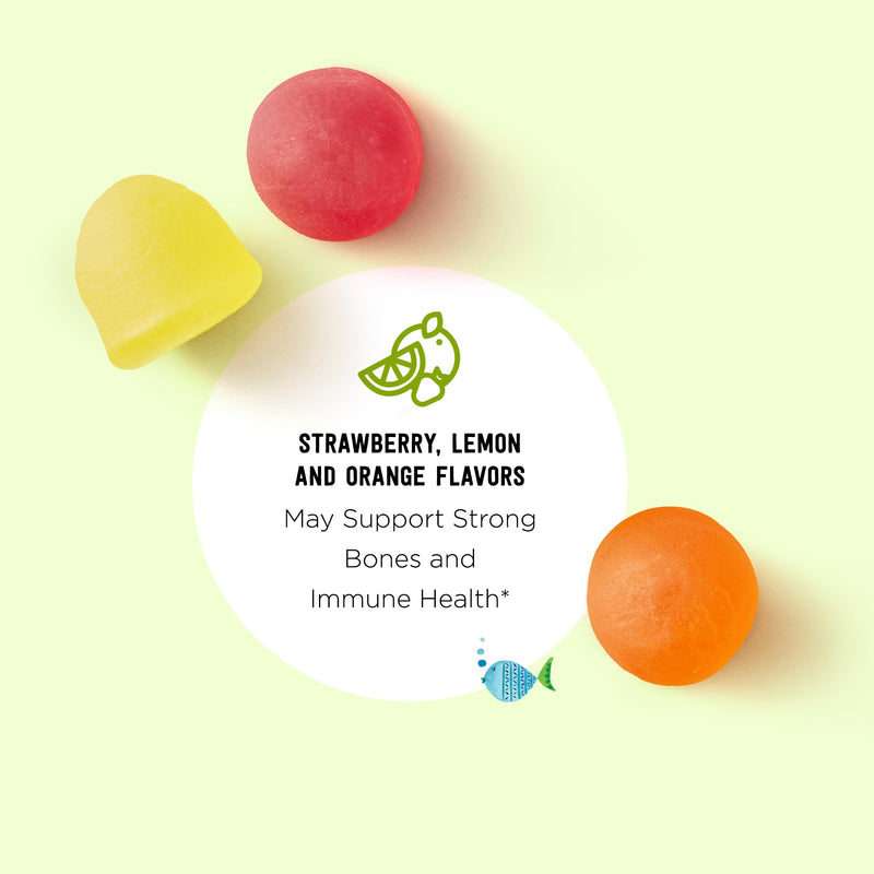 [Australia] - Amazon Brand - Mama Bear Organic Kids Vitamin D3 25 mcg (1000 IU) Gummies per serving, Bone and Immune Health, Strawberry, 80 Count 80 Count (Pack of 1) 