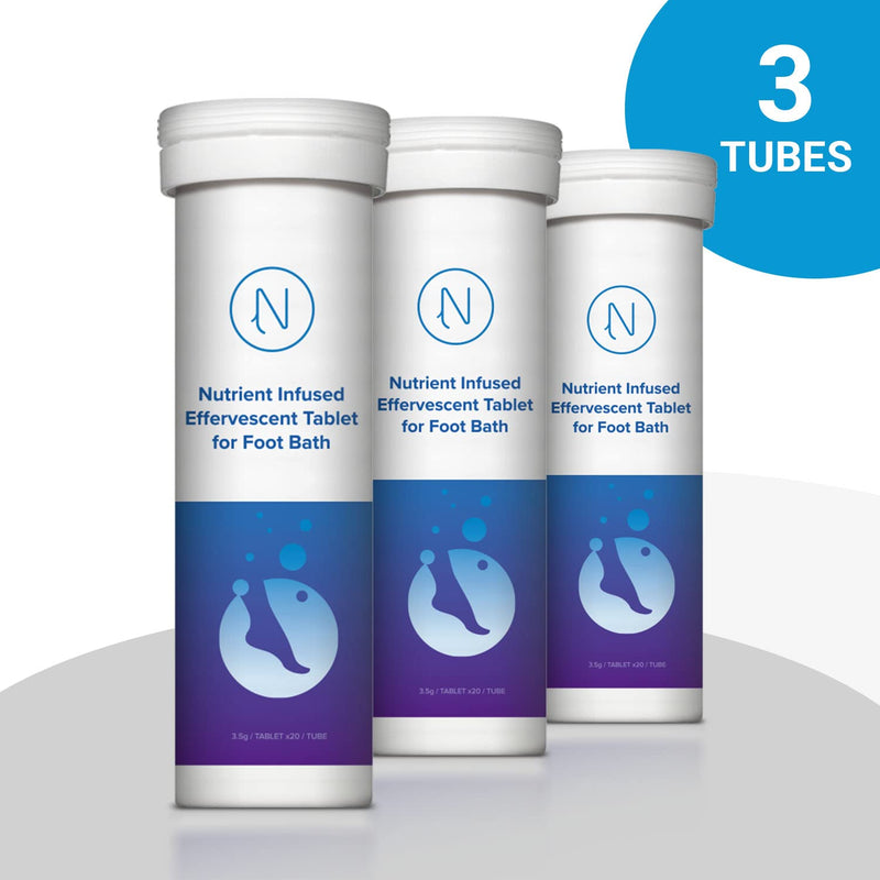 [Australia] - Diabetic Foot Soak Effervescent Tablets Foot Care by Nerve Spa, Anti-Swelling, Rehydrate The Foot, Foot Care Nutrients – 20 Tablets (3 Tubes) 