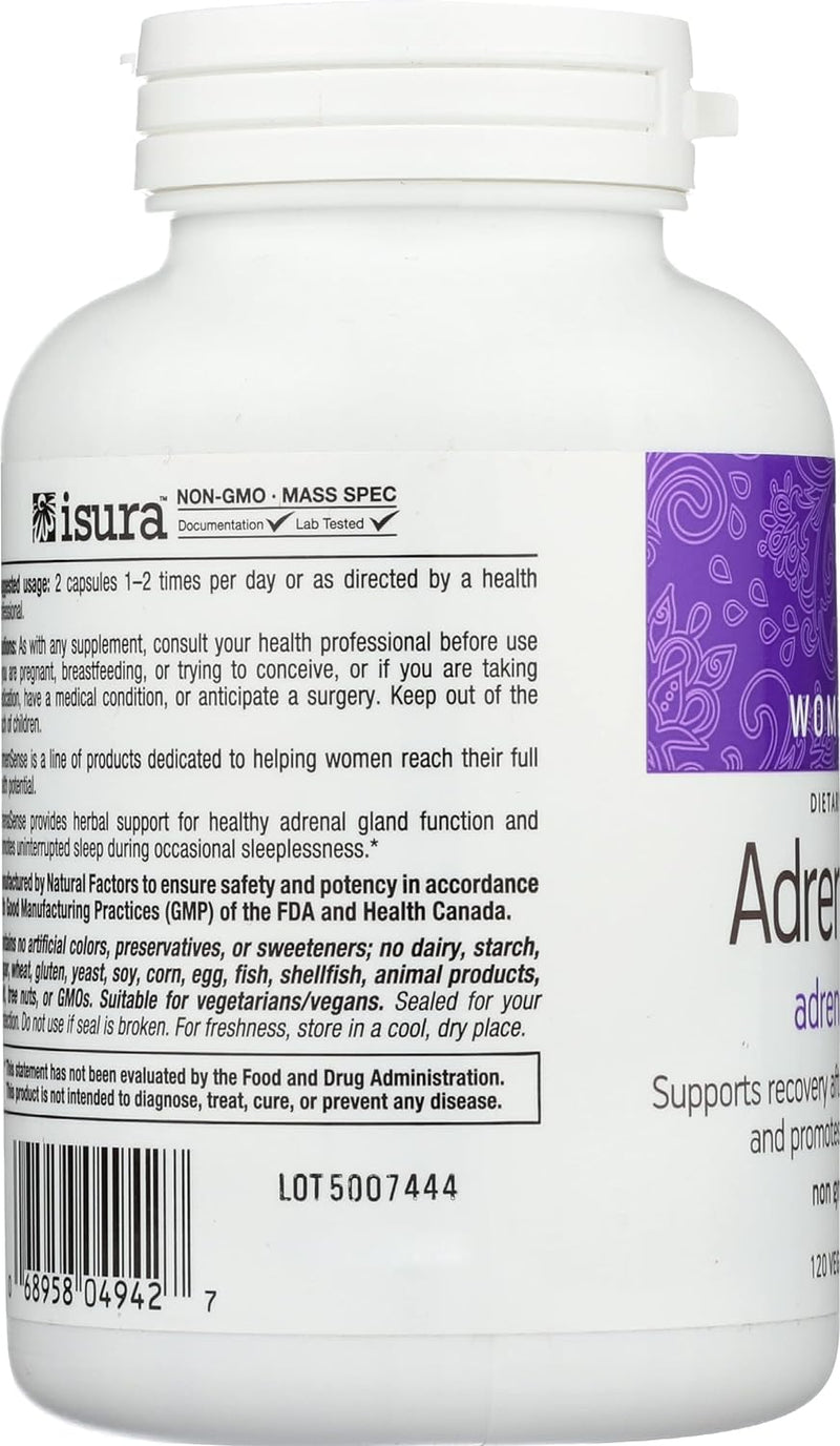 [Australia] - WomenSense AdrenaSense by Natural Factors, AdrenaSense, Herbal Supplement for Adrenal Support and Stress Relief, Vegan, Non-GMO, 120 Capsules 120 Count (Pack of 1) 