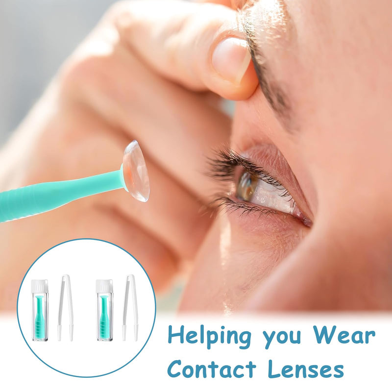 [Australia] - Pack of 4 contact lens removers, contact lens insertion aid, scleral lens remover, suction for soft lenses, scleral lenses, with white tweezers, portable for safe hygienic lens management 