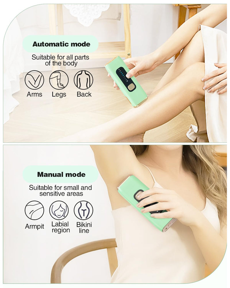 [Australia] - IPL Laser Hair Removal Device for Women Men at Home, Upgraded to 999,900 Flashes Permanent for Facial Legs Arms Bikini Line Whole Body Treatment Green 